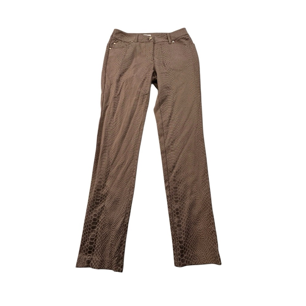 Eric Pants Women's Beige Alligator Snake Print Size 6 Tapered Leg 5 Pocket EUC
